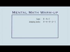 Mental Math Warm-Up Activity Mental Math Warm-Up Activity