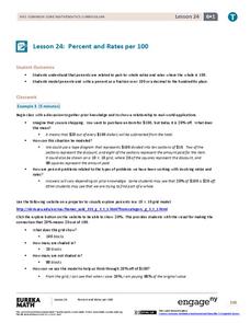 Percent and Rates per 100 Lesson Plan Percent and Rates per 100 Lesson Plan