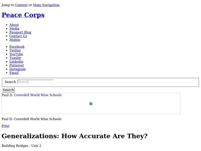 Generalizations: How Accurate Are They? Lesson Plan Generalizations: How Accurate Are They? Lesson Plan