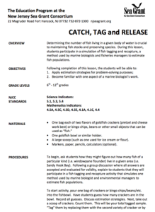 Catch, Tag, and Release Lesson Plan Catch, Tag, and Release Lesson Plan