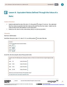 Equivalent Ratios Defined Through the Value of a Ratio Lesson Plan Equivalent Ratios Defined Through the Value of a Ratio Lesson Plan