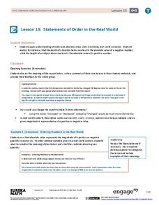 Statements of Order in the Real World Lesson Plan Statements of Order in the Real World Lesson Plan