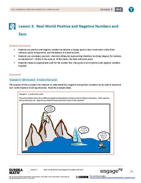 Real-World Positive and Negative Numbers and Zero II Lesson Plan Real-World Positive and Negative Numbers and Zero II Lesson Plan
