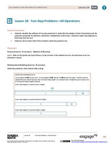 Two-Step Problems—All Operations Lesson Plan Two-Step Problems—All Operations Lesson Plan