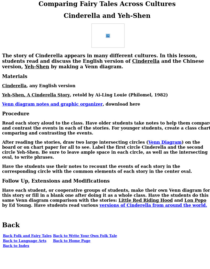 Comparing Cinderella and Yeh-Shen Lesson Plan Comparing Cinderella and Yeh-Shen Lesson Plan