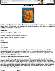 Continents Lesson Lesson Plan Continents Lesson Lesson Plan