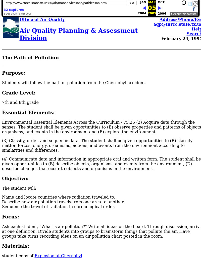 The Path of Pollution Lesson Plan The Path of Pollution Lesson Plan