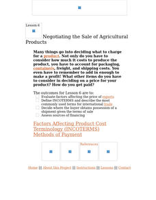 Negotiating the Sale of Agricultural Products Lesson Plan Negotiating the Sale of Agricultural Products Lesson Plan