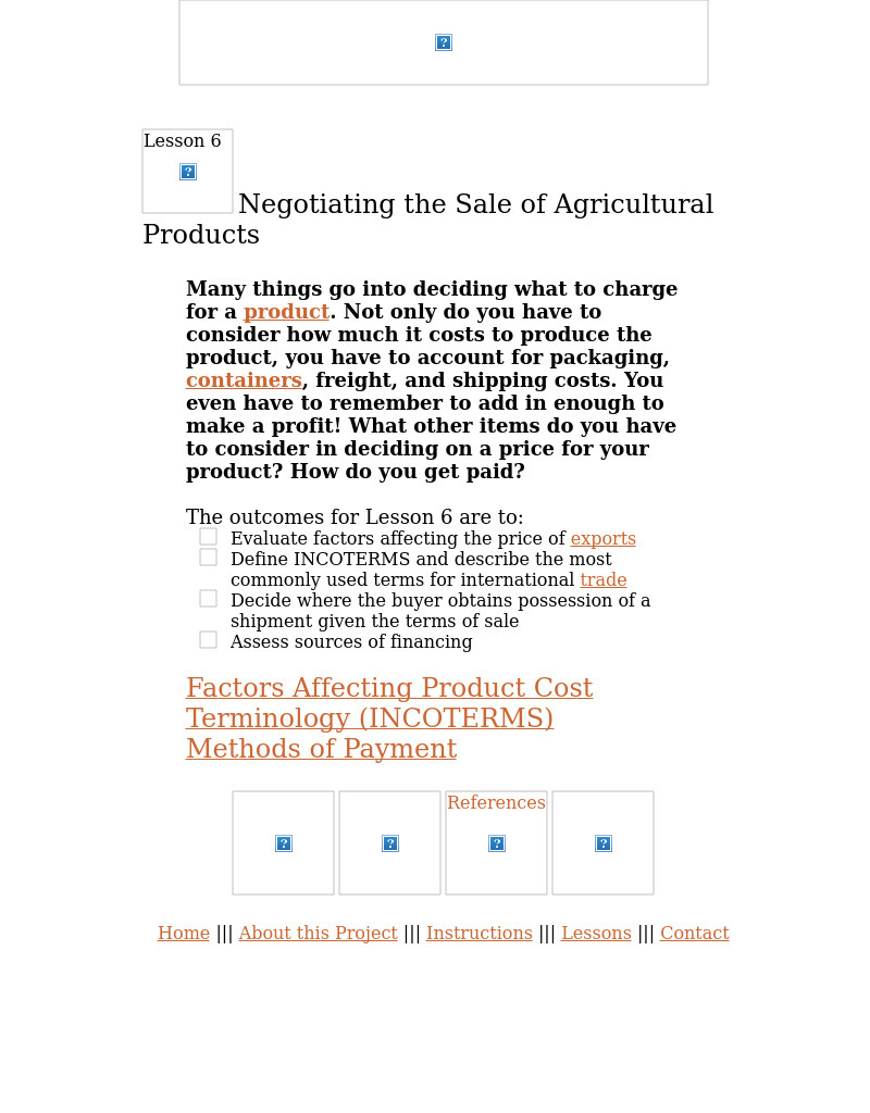 Negotiating the Sale of Agricultural Products Lesson Plan Negotiating the Sale of Agricultural Products Lesson Plan