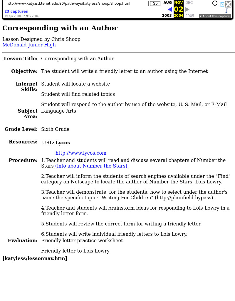 Corresponding with an Author Lesson Plan Corresponding with an Author Lesson Plan