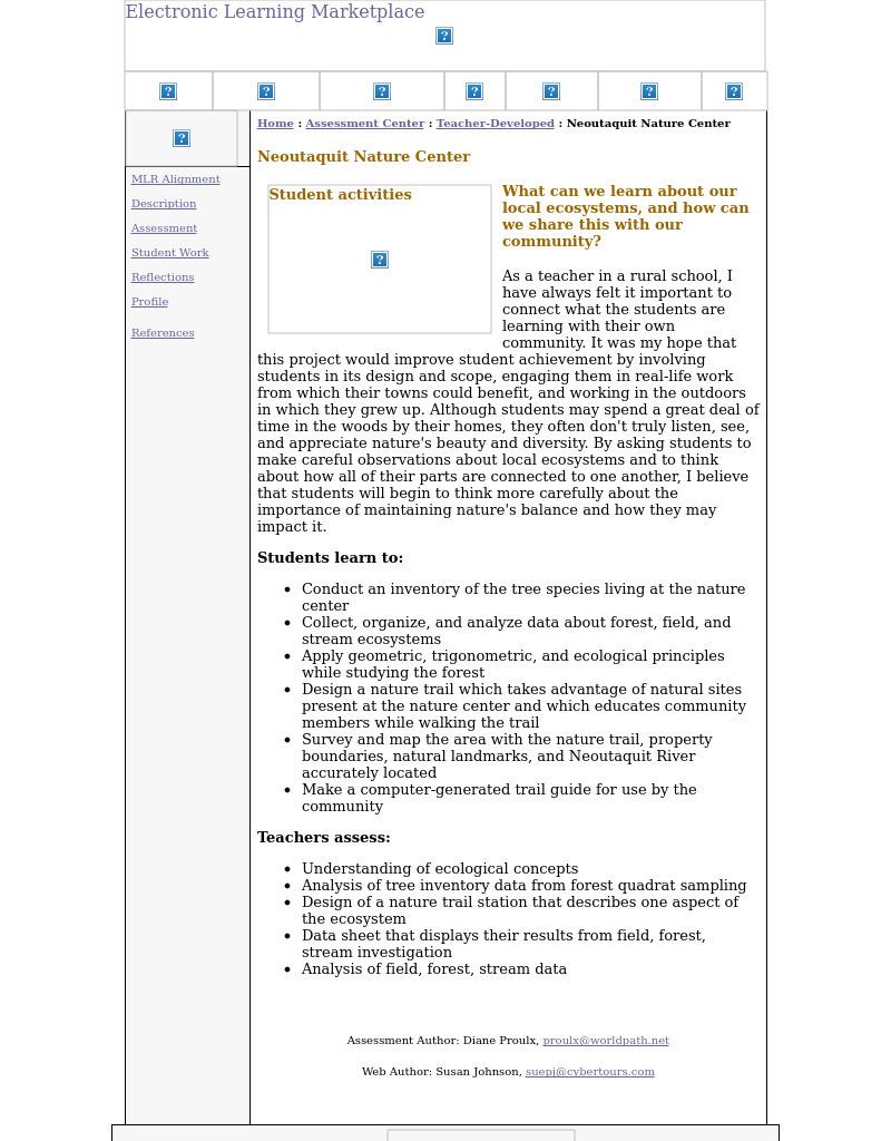 Neotaquit Nature Center: Ecosystems, Science, Technology Lesson Plan Neotaquit Nature Center: Ecosystems, Science, Technology Lesson Plan