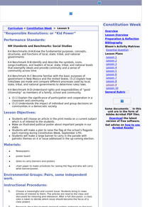 Responsible Resolutions: or Kid Power Lesson Plan Responsible Resolutions: or Kid Power Lesson Plan