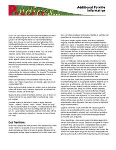 Additional Folklife Information Lesson Plan Additional Folklife Information Lesson Plan