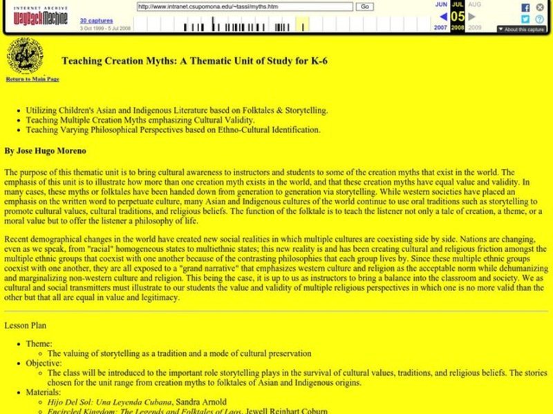 Teaching Creation Myths Lesson Plan Teaching Creation Myths Lesson Plan