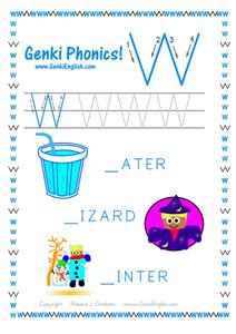 Genki Phonics: Letter W Worksheet Genki Phonics: Letter W Worksheet