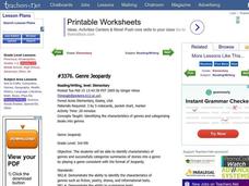 Genre Jeopardy Lesson Plan Genre Jeopardy Lesson Plan