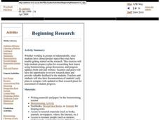 Beginning Research Lesson Plan Beginning Research Lesson Plan