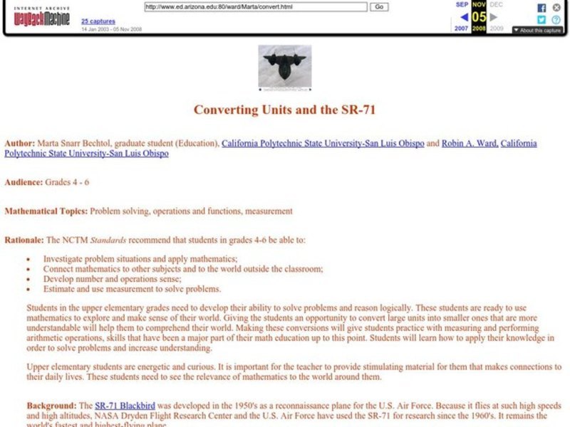 Converting Units and the SR-71 Lesson Plan Converting Units and the SR-71 Lesson Plan