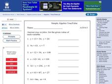 Simple Algebra True/ False Worksheet Simple Algebra True/ False Worksheet
