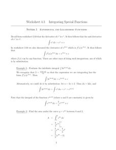 Integrating Special Functions Worksheet Integrating Special Functions Worksheet