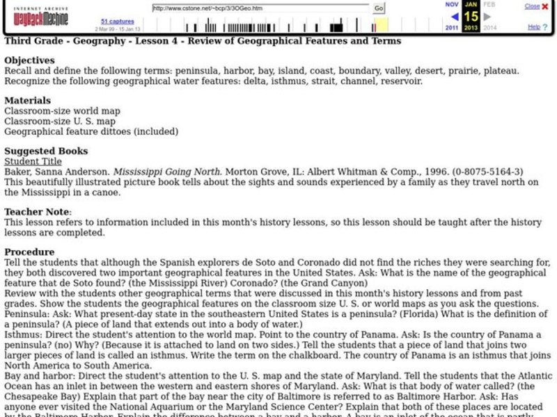 Geographical Features Lesson Plan Geographical Features Lesson Plan