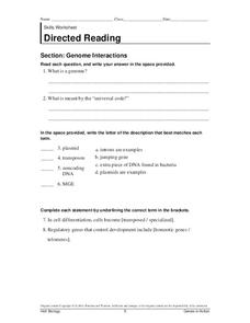 Genome Interactions Worksheet Genome Interactions Worksheet