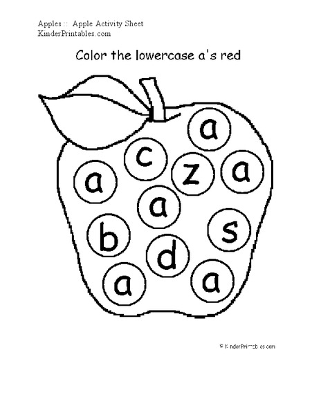 Lower Case A: Apple Activity Worksheet Lower Case A: Apple Activity Worksheet