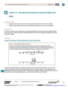Describing Distributions Using the Mean and MAD II Lesson Plan Describing Distributions Using the Mean and MAD II Lesson Plan