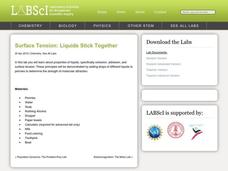 Surface Tension: Liquids Stick Together Lesson Plan Surface Tension: Liquids Stick Together Lesson Plan