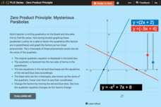 Zero Product Principle: Mysterious Parabolas Interactive Zero Product Principle: Mysterious Parabolas Interactive
