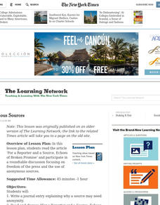 Anonymous Sources in the Media Lesson Plan Anonymous Sources in the Media Lesson Plan