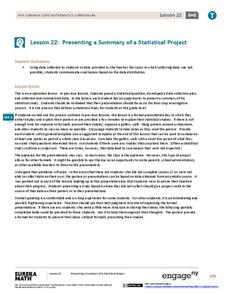 Presenting a Summary of a Statistical Project Lesson Plan Presenting a Summary of a Statistical Project Lesson Plan