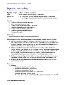 Equation Vocabulary Lesson Plan Equation Vocabulary Lesson Plan