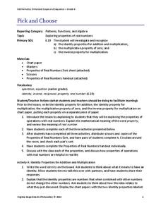 Pick and Choose Lesson Plan Pick and Choose Lesson Plan