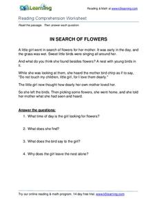 In Search of Flowers Worksheet In Search of Flowers Worksheet