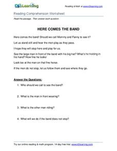 Here Comes the Band Worksheet Here Comes the Band Worksheet