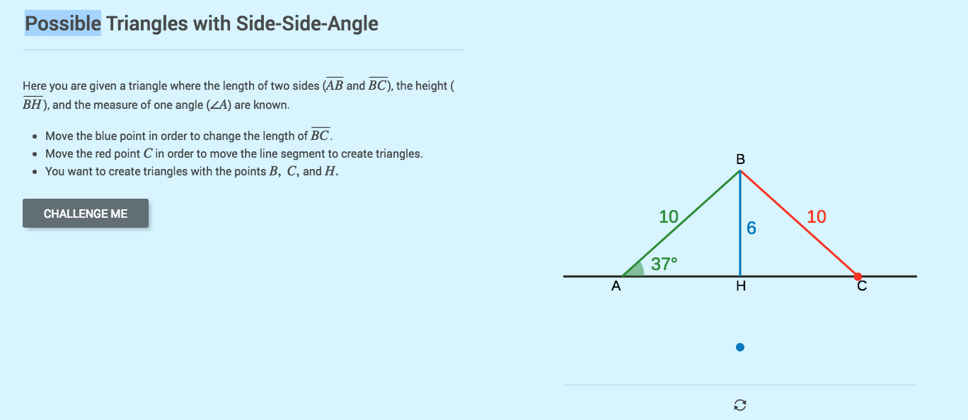 Possible Triangles with Side-Side-Angle Interactive Possible Triangles with Side-Side-Angle Interactive