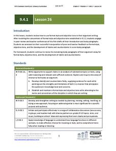 Grade 9 ELA Module 4, Unit 1, Lesson 26 Lesson Plan Grade 9 ELA Module 4, Unit 1, Lesson 26 Lesson Plan