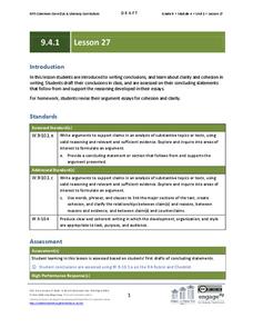 Grade 9 ELA Module 4, Unit 1, Lesson 27 Lesson Plan Grade 9 ELA Module 4, Unit 1, Lesson 27 Lesson Plan