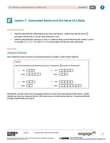 Associated Ratios and the Value of a Ratio Lesson Plan Associated Ratios and the Value of a Ratio Lesson Plan
