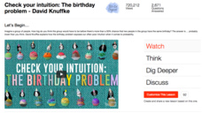 Check Your Intuition: The Birthday Problem Instructional Video Check Your Intuition: The Birthday Problem Instructional Video
