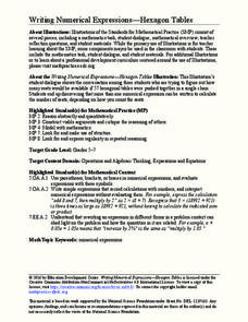 Writing Numerical Expressions—Hexagon Tables Activity Writing Numerical Expressions—Hexagon Tables Activity
