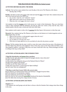 The Phantom of the Opera Lesson Plan The Phantom of the Opera Lesson Plan