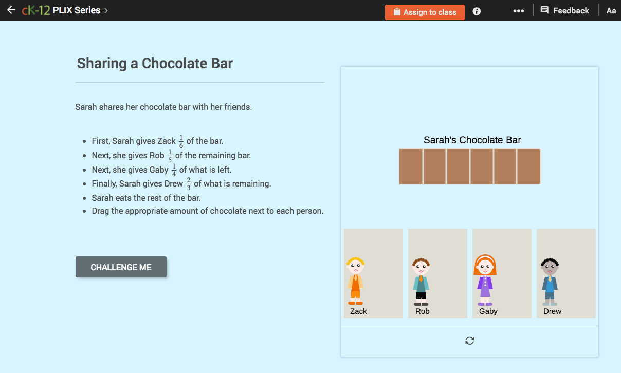 Mixed Numbers in Applications: Sharing a Chocolate Bar Interactive Mixed Numbers in Applications: Sharing a Chocolate Bar Interactive