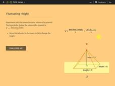 Volume of Pyramids: Fluctuating Height Interactive Volume of Pyramids: Fluctuating Height Interactive