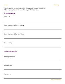 Greetings Handout Greetings Handout