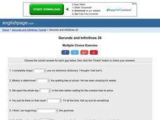 Gerunds and Infinitives Interactive Gerunds and Infinitives Interactive