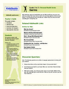 Germs: Grades 3-5 Lesson Plan Germs: Grades 3-5 Lesson Plan