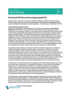 Essential Oil Extraction Using Liquid CO2 Lesson Plan Essential Oil Extraction Using Liquid CO2 Lesson Plan