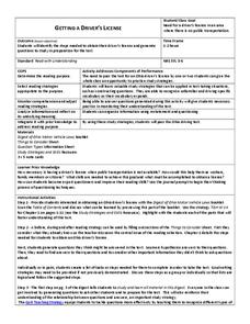 Getting a Driver's License Lesson Plan Getting a Driver's License Lesson Plan